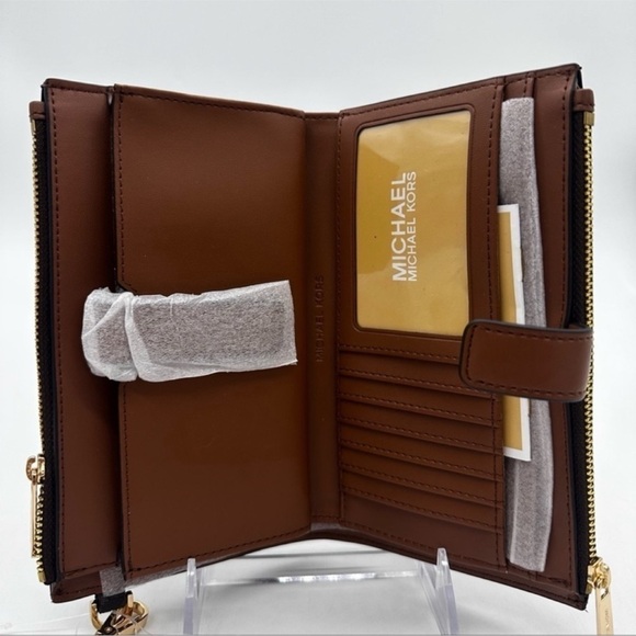 Michael Kors Lg Double Zip Wallet Wristlet & Trifold Wallet Brown | BUNDLE DEAL - Picture 5 of 13